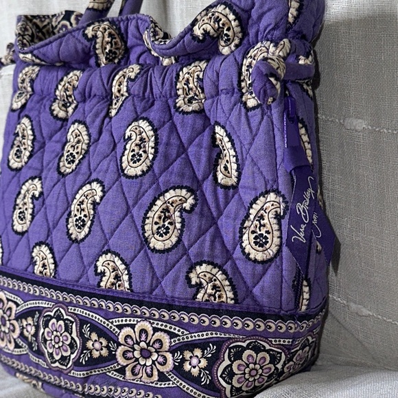 Vera Bradley Simply Violet Cinched Handbag Hobo Satchel Shoulder Bag Pre Loved - Picture 5 of 12